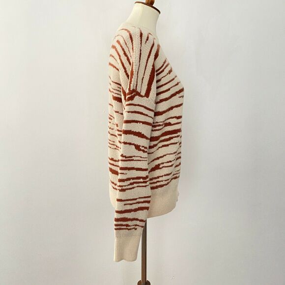 4SI3NNA Womens Zebra Print Pullover Sweater Crewneck Long Sleeve S Small - Picture 3 of 9